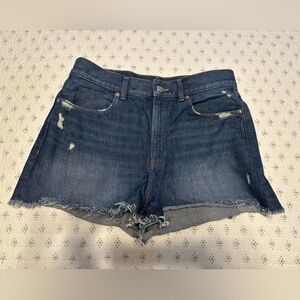 Express Women’s Dark Blue Distressed Denim Shorts